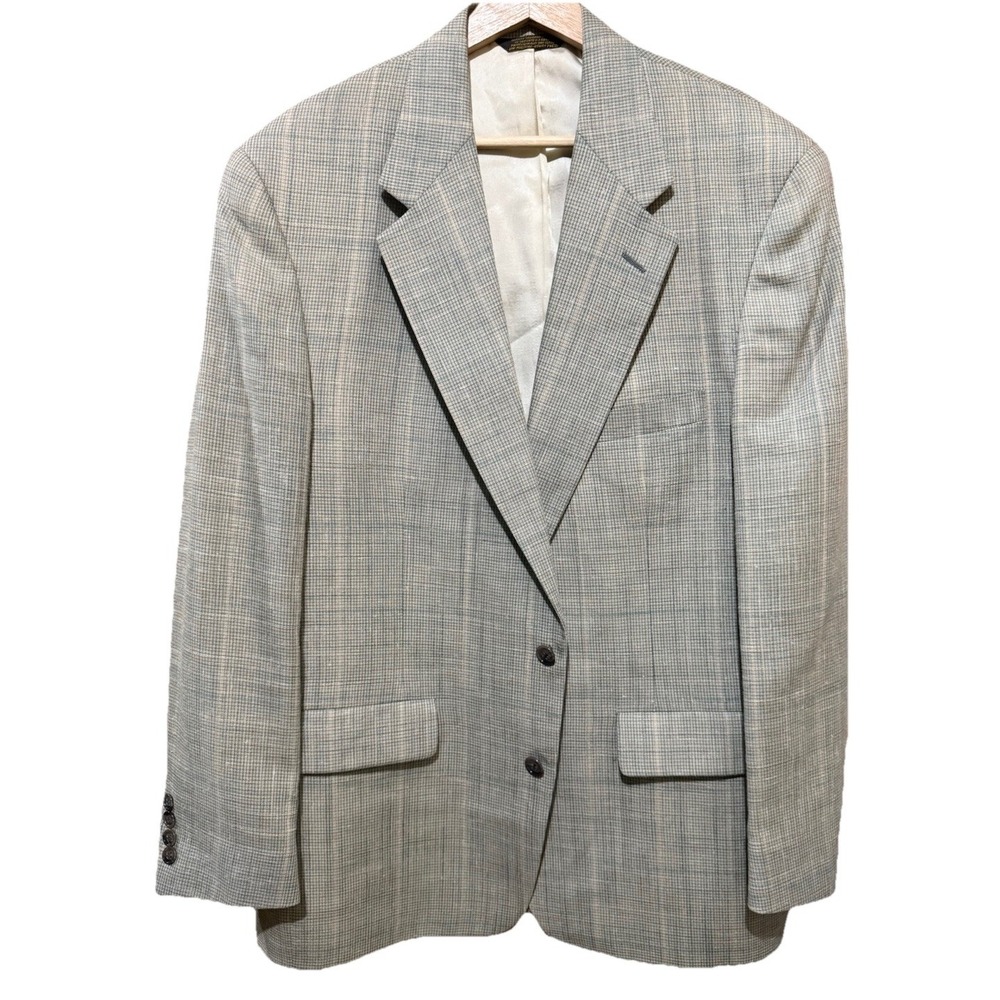 Palm Beach Vintage Sport‎ Coat 44R Mens Green Check Tweed Blazer Preppy 70's EUC